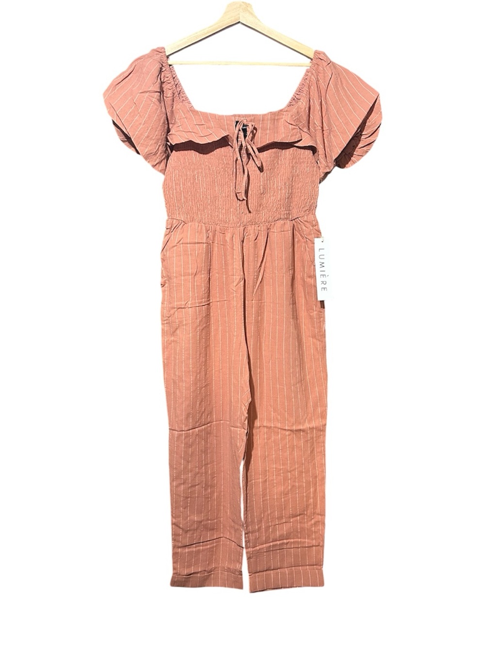 Lumiere Burnt Brown/Orange Smocked Jumpsuit